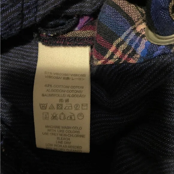 Free People Nordic Side Lace-Up Flannel Button Down Top Size Large - Picture 8 of 10